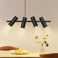 Lampy sufitowe - NETTLIFE Czarna metalowa lampa wisząca o średnicy 66 cm GU10 4-płomieniowa nowoczesna industrialna do salonu, kuchni, sypialni, wnętrz - miniaturka - grafika 1