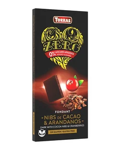 Torras Czekolada Gorzka z Ziarnami Kakao i Żurawiną bezglutenowa bez dodatku cukru 125g - - Czekolada - miniaturka - grafika 1