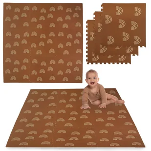 Mata piankowa podłogowa Humbi 180x180 Duże puzzle piankowe wodoodporne bezpieczne 9 szt. brązowy łuki tęcza - Puzzle - miniaturka - grafika 1