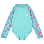 Stroje kąpielowe dla dziewczynek - Strój kąpielowy dziewczęcy Hurley jednoczęściowy UPF 50+ z długim rękawem-104 - Inny producent - miniaturka - grafika 1