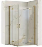 Kabiny prysznicowe - Złota szczotkowana kabina prysznicowa 100x90 uchylna podwójnie Hugo Double Rea - miniaturka - grafika 1