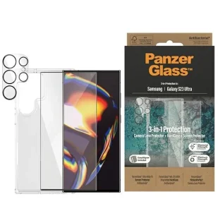 Zestaw PanzerGlass Bundle 3in1 etui przezroczyste + folia + osłona aparatu do Samsung Galaxy S23 Ultra - Etui i futerały do telefonów - miniaturka - grafika 1