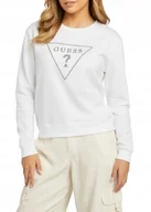 Bluzy damskie - GUESS BIAŁA BLUZA DAMSKA BAWEŁNIANA Z NADRUKIEM LOGO XS GNA - miniaturka - grafika 1
