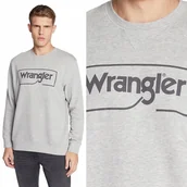 Bluzy męskie - Wrangler FRAME LOGO CREW Mid Grey Melee SZARA BLUZA Z LOGO XXL - miniaturka - grafika 1