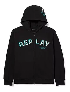 Replay Bluza chłopięca z kapturem, 098 BLACK, 8 Lat - Bluzy dla chłopców - miniaturka - grafika 1
