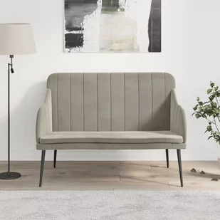 vidaXL Ławka, jasnoszara, 110x76x80 cm, obita aksamitem - Ławki do przedpokoju - miniaturka - grafika 1