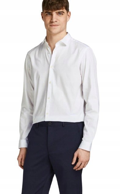 JACK & JONES KOSZULA MĘSKA ELEGANCKA BIAŁA L 1J9A