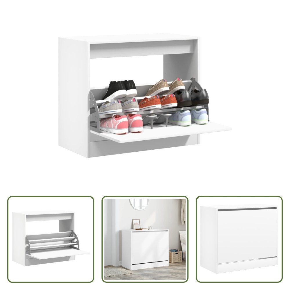 The Living Store szafka na buty biała 80x42x69 cm materiał drewnopochodny