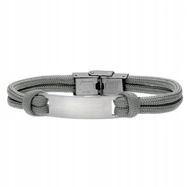 Szara Bransoletka Męska Z Blaszką Pod Grawer