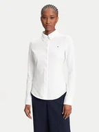 Koszule damskie - Tommy Hilfiger Koszula 1985 WW0WW43528 Écru Slim Fit - miniaturka - grafika 1