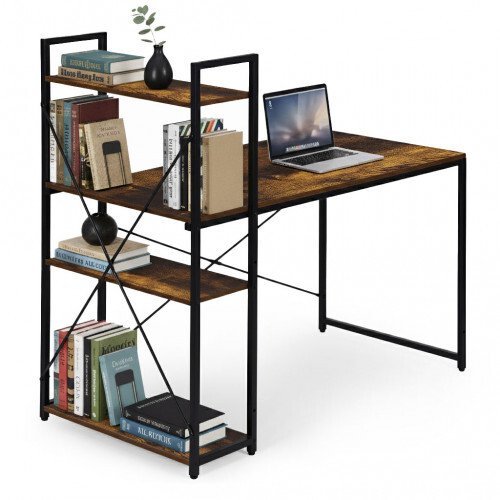 ModernHome Biurko komputerowe z 3 półkami metalowe 120x60 cm