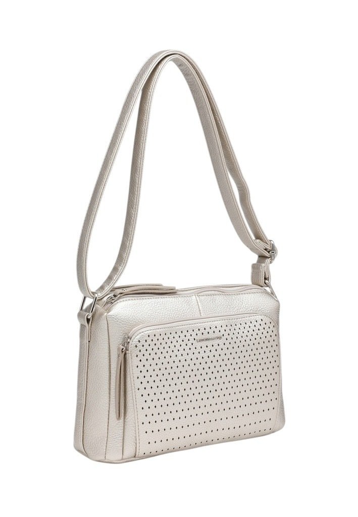 Złota Ażurowa Listonoszka Torebka Damska LUIGISANTO Pasek Stylowa Pojemna