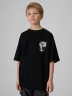 Koszulki dla chłopców - 4F T-shirt loose z nadrukiem chłopięcy - czarny 158/164 (12-14 lat) - miniaturka - grafika 1