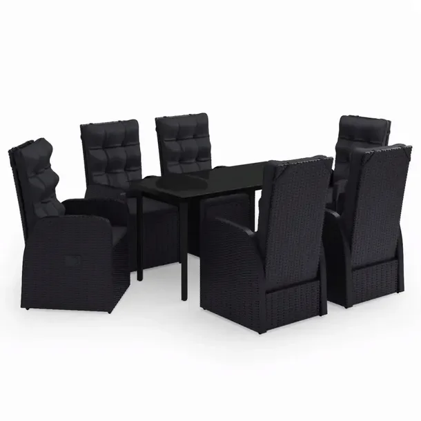 Stylowy zestaw mebli ogrodowych czarny, stół 140x70x74 cm, krzesła 57x73