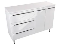 Szafki łazienkowe - Szafka Stojąca Z Blatem ATH 120 cm SD Lewa - Biały Wysoki Połysk - Uchwyty Chromowane - miniaturka - grafika 1