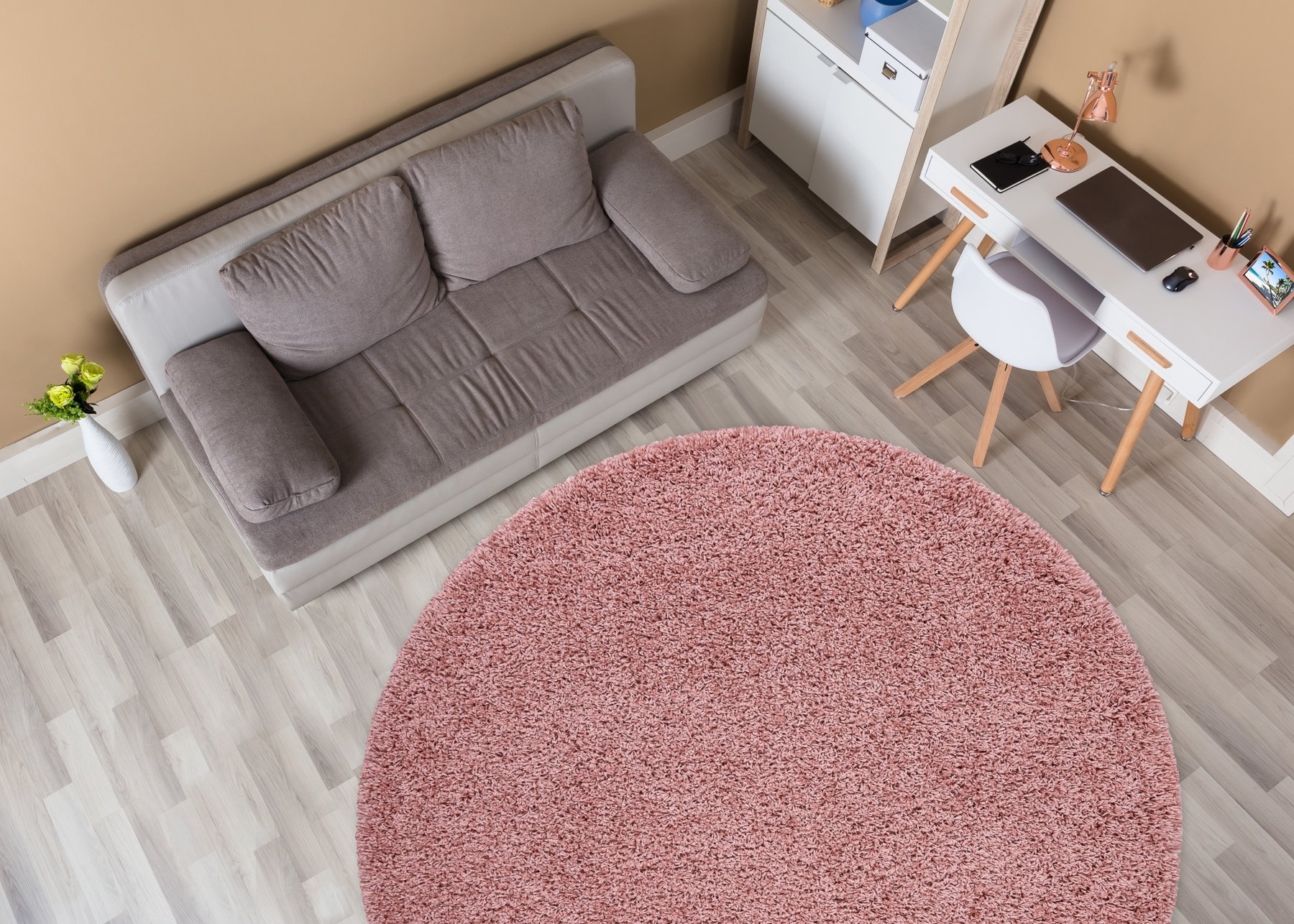 Dywan SOFFI koło shaggy 5cm różowy koło 160 cm