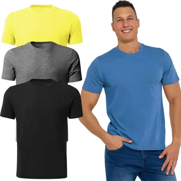 4x T-Shirt Koszulka Męska Bawełniana Klasyczna Krótki Rękaw Zestaw MORAJ L