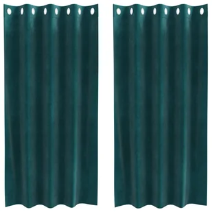 Zasłony vidaXL Ciemnozielone Poliester 140 x 175 cm Zasłony - Zasłony - miniaturka - grafika 1