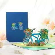 Kartki okolicznościowe i zaproszenia - Kartka Pocztowa Okolicznościowa 3D Pop-up Kwiaty - Rower - miniaturka - grafika 1