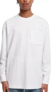 Koszulki męskie - Urban Classics Męska koszulka z długim rękawem Heavy Oversized Pocket Longsleeve T-Shirt, biała, XS - grafika 1
