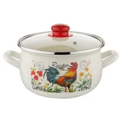 Garnki - Fl1 GARNEK EMALIOWANY PYZA Z/P DEKOR KOGUCIK 18CM 2,8L 011-GAR-502/AV/18/KOG - miniaturka - grafika 1