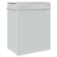 Kosze na bieliznę - vidaXL Kosz na pranie z pokrywą biały 46x33x60 cm z polirattanu - miniaturka - grafika 1