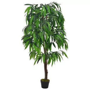 vidaXL Sztuczne drzewko mango z doniczką, zielony, 140 cm - Sztuczne drzewka - miniaturka - grafika 1