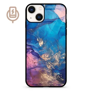 Niebieski marmur golden - iPhone 13 mini Etui szklane flexible indukcyjne - Etui i futerały do telefonów - miniaturka - grafika 1