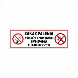 Znak tabliczka ZAKAZ PALENIA WYROBÓW TYTONIOWYCH I PAPIEROSÓW ELEKTR. 10X30 - Akcesoria BHP - miniaturka - grafika 1