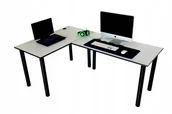Biurka gamingowe - Biurko Gamingowe Komputerowe Narożne Białe-Czarna Krawędź - miniaturka - grafika 1