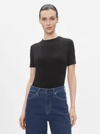 Koszulki i topy damskie - Calvin Klein T-Shirt Modal Rib Ss Tee K20K206404 Czarny Slim Fit - miniaturka - grafika 1