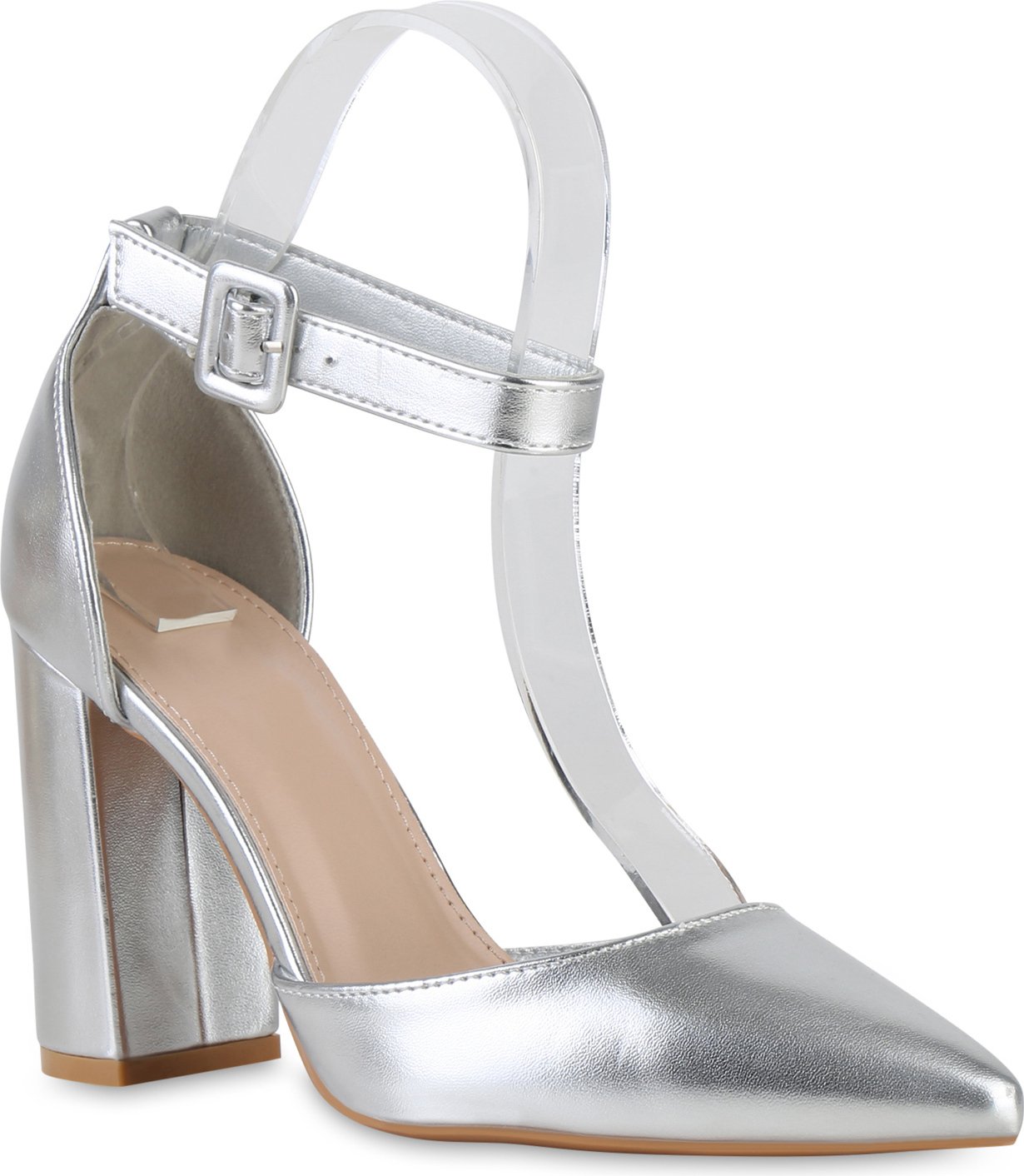 VAN HILL Damskie czółenka na szpilce Klasyczne eleganckie buty 841399, Kolor: Srebrny, Rozmiar: 39