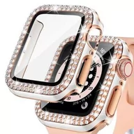 Akcesoria do smartwatchy - Etui + szkło 2W1 do Apple Watch 7/8/9 41mm DIAMOND biało-rosegold - miniaturka - grafika 1