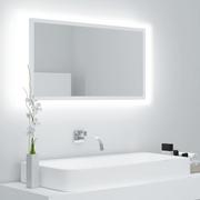 Lustra - vidaXL Lustro łazienkowe z LED, białe, 80x8,5x37 cm, płyta wiórowa - miniaturka - grafika 1