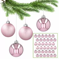 Bombki - Różowe bombki choinkowe, zestaw plastikowych bombek, ozdoby choinkowe 5cm, 36 szt. 1 paczka - miniaturka - grafika 1