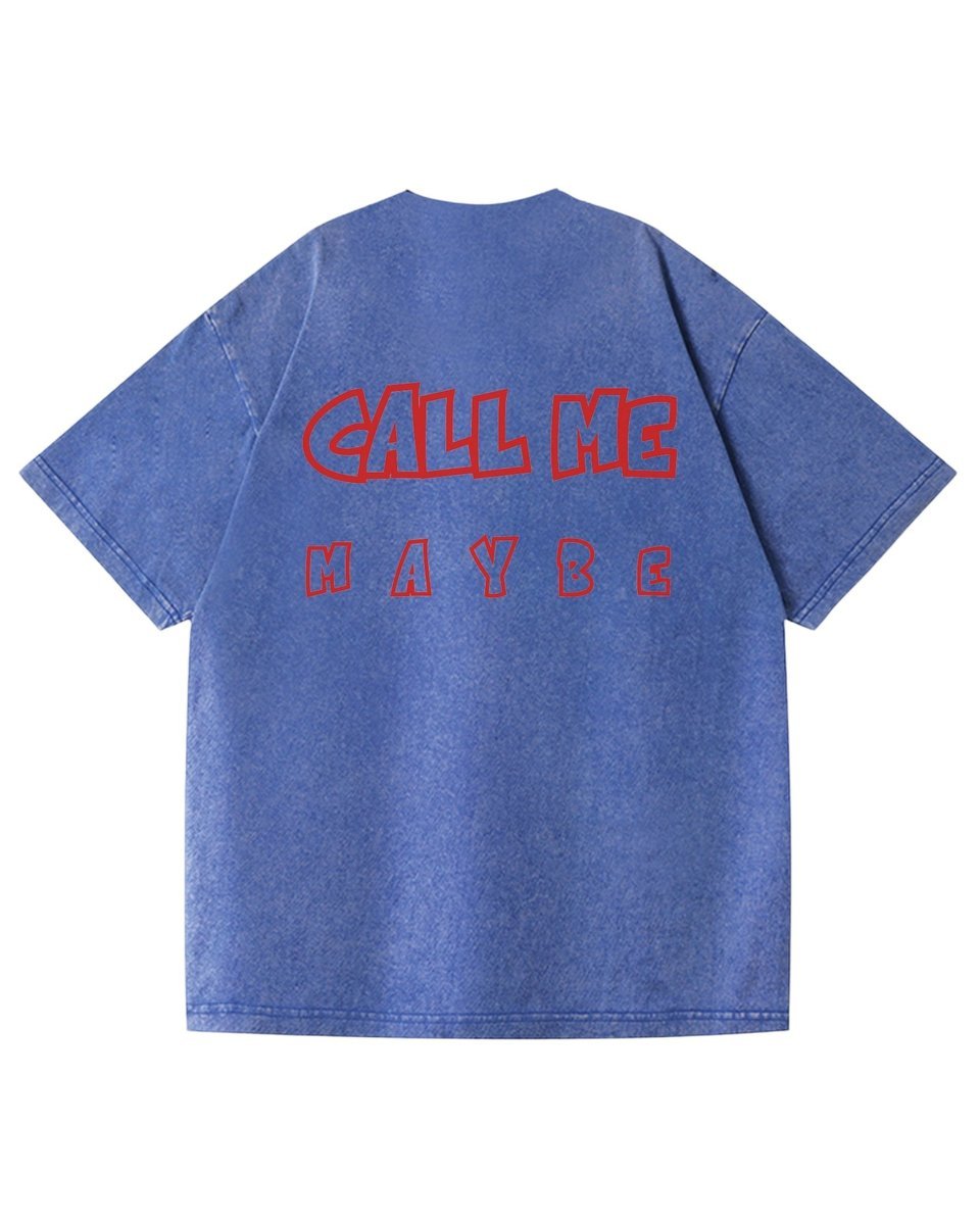 Męska koszulka oversize efekt sprania z napisem Zadzwoń do Mnie Niebieska 3XL