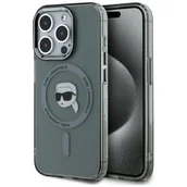 Etui i futerały do telefonów - Etui KARL LAGERFELD IML Metal Karl Head MagSafe do Apple iPhone 15 Pro Max Przezroczysto-czarny - miniaturka - grafika 1