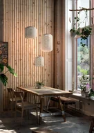 Oprawy, klosze i abażury - Beżowa wisząca lampa Nans S/3L z ażurowymi kloszami - miniaturka - grafika 1