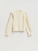 Swetry damskie - Reserved - Kardigan z dekoracyjnymi guzikami - kremowy - miniaturka - grafika 1
