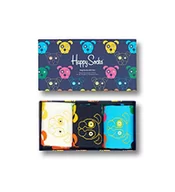 Skarpetki męskie - Happy Socks 3-Pack Mixed Dog Socks Gift Set, kolorowe i zabawne, Skarpety dla kobiet i mężczyzn, Zielono-Niebiesko-Pomarańczowo-Żółto-Różowo-Biały (41-46) - miniaturka - grafika 1