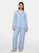 Piżamy damskie - Triumph Piżama Amourette Jacquard 10225073 Błękitny Relaxed Fit - miniaturka - grafika 1