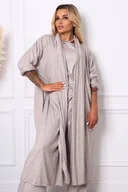 Bluzy damskie - DŁUGA DZIANINOWA NARZUTA ONE SIZE- SZARA - Olika - miniaturka - grafika 1