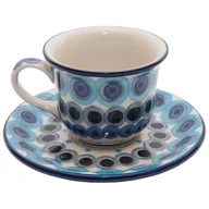 Filiżanki - Filiżanka Do Herbaty Kawy 150 Ml Ze Spodkiem - Ceramika Artystyczna Bolesławiec - miniaturka - grafika 1