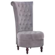 Fotele - vidaXL Krzesło z wysokim oparciem, szare, aksamitne - miniaturka - grafika 1