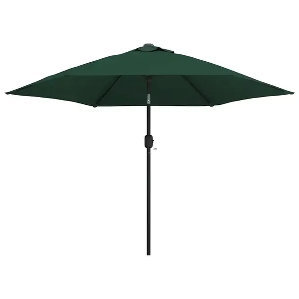 Parasol ogrodowy na wysięgniku z LED, UV, zielony, 3m, stal, 2,25m