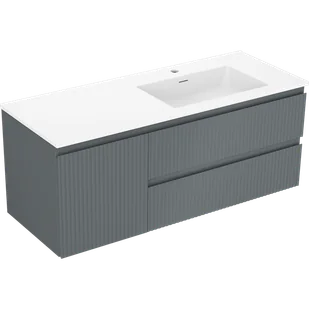 Mexen Rivel szafka łazienkowa 120 cm z umywalką Otis prawą, 2S, 1D, ryflowana, grafit/biała mat - 91A23-12047-3-BBFFF66-W18P01 - Szafki łazienkowe - miniaturka - grafika 1