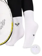 Skarpetki damskie - Skarpety sportowe unisex z haftem tenis białe 3PAK 31-34 YOCLUB - miniaturka - grafika 1