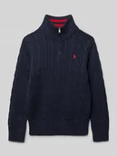 Swetry dla chłopców - Sweter z dzianiny ze stójką i zamkiem błyskawicznym - miniaturka - grafika 1