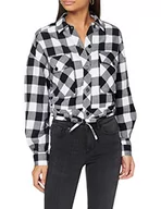 Koszule damskie - Urban Classics Damska koszula z krótkim rękawem typu oversized Check, czarny/biały, 5XL Duże rozmiary - miniaturka - grafika 1