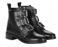 Botki damskie - Pepe Jeans Bowie Top Damskie Buty Czarne Skórzane 36 Awe - miniaturka - grafika 1